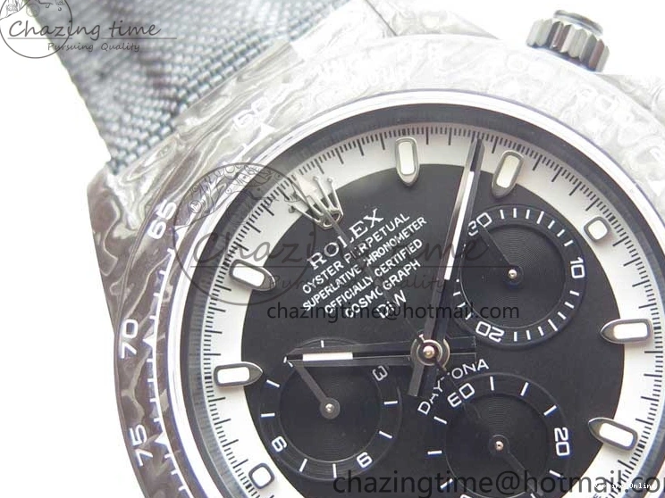 0601 Daytona DIW Carbon OMF Best Edition Black White Dial on Black Nylon Strap A OnTrend 2843